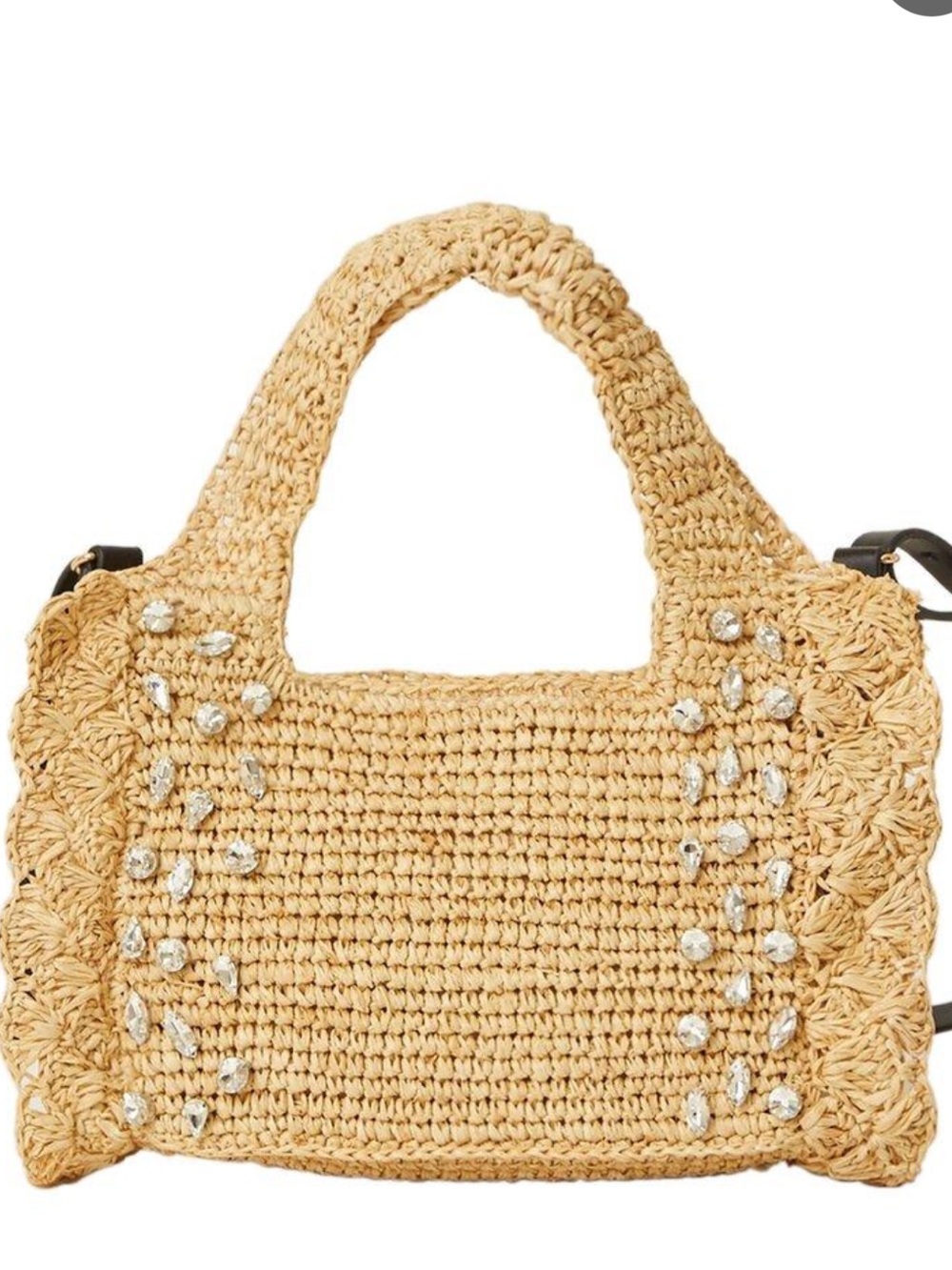 🩷BTB Los Angeles Bardo Crystal handwoven mini bag with embellishments.